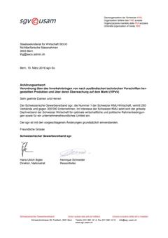  Anhörungsantwort Verordnung über das Inverkehrbringen von nach ausländischen technischen Vorschriften her-gestellten Produkten und über deren Überwachung auf dem Markt (VIPaV)