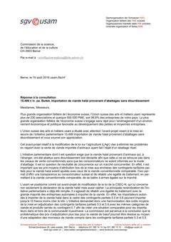  15.499 n Iv. pa. Buttet. Importation de viande halal provenant d’abattages sans étourdissement