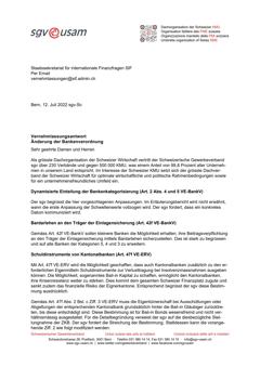  Änderung der Bankenverordnung