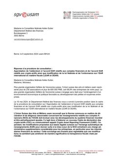  Approbation de l’addendum à l’accord EAR relatifs aux comptes financiers et de l’accord EAR relatifs aux crypto-actifs ainsi que modification de la loi fédérale et de l’ordonnance sur l’EAR