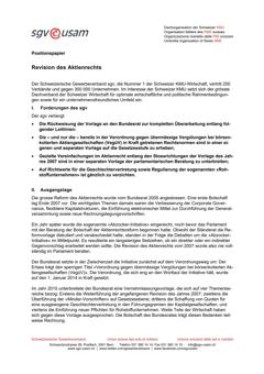  Positionspapier Revision des Aktienrechts