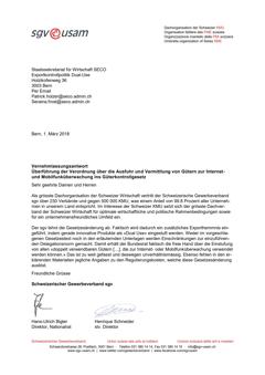  Vernehmlassungsantwort Überführung der Verordnung über die Ausfuhr und Vermittlung von Gütern zur Internet- und Mobilfunküberwachung ins Güterkontrollgesetz