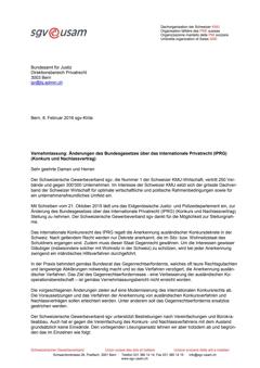  Vernehmlassung: Änderungen des Bundesgesetzes über das Internationale Privatrecht (IPRG) (Konkurs und Nachlassvertrag)