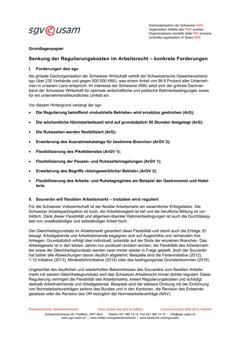  Grundlagenpapier «Senkung der Regulierungskosten im Arbeitsrecht – konkrete Forderungen»