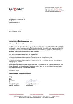  Vernehmlassungsantwort Verordnungspaket Umwelt Herbst 2018