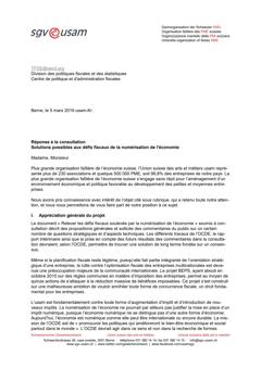  Réponse à la consultation Solutions possibles aux défis fiscaux de la numérisation de l'économie