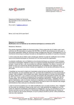  Réponse à la consultation Modification de la loi fédérale sur les entraves techniques au commerce LETC