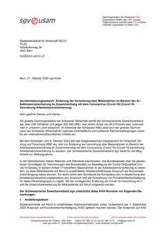  Änderung der Verordnung über Massnahmen im Bereich der Arbeitslosenversicherung im Zusammenhang mit dem Coronavirus (Covid-19) (Covid-19-Verordnung Arbeitslosenversicherung)