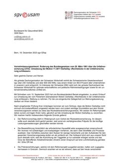  Änderung des Bundesgesetzes vom 20. März 1981 über die Unfallversicherung (UVG): Umsetzung der Motion 11.3811 Darbellay «Rechtslücke in der Unfallversicherung schliessen»