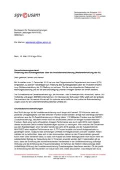  Vernehmlassungsantwort Änderung des Bundesgesetzes über die Invalidenversicherung (Weiterentwicklung der IV)