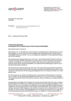 Vernehmlassungsantwort: Bundesgesetz über die Regulierung der Versicherungsvermittlertätigkeit
