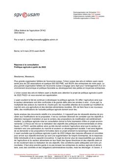  Réponse à la consultation Politique agricole à partir de 2022