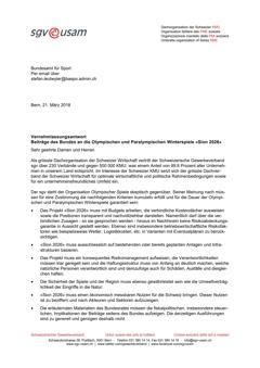  Vernehmlassungsantwort Beiträge des Bundes an die Olympischen und Paralympischen Winterspiele «Sion 2026»